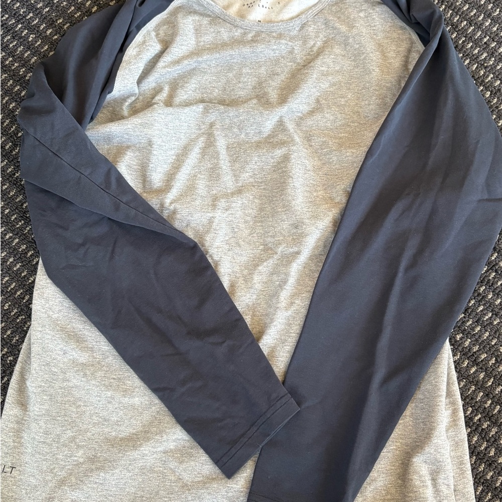 Gray and Navy Long Sleeve Raglan Top